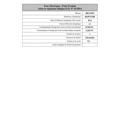 Fours encastrables Multifonction 73L BRANDT 3385W 59.2cm, BOP7534B