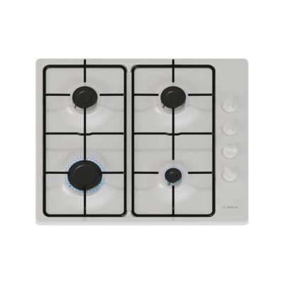 Table gaz inox, 60 cm, SER2, 4 brûleurs, Fonte avec pieds en caoutchouc BOSCH - PBP6B2K80